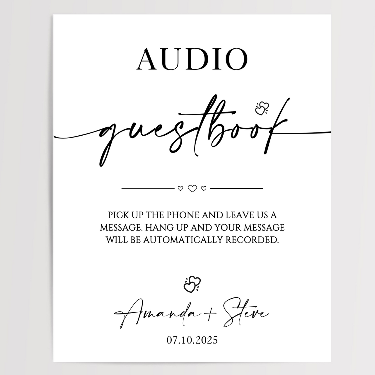 Audio Guestbook Printed Wedding Signs