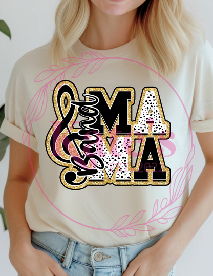 Black and Gold Band Mama T-Shirt