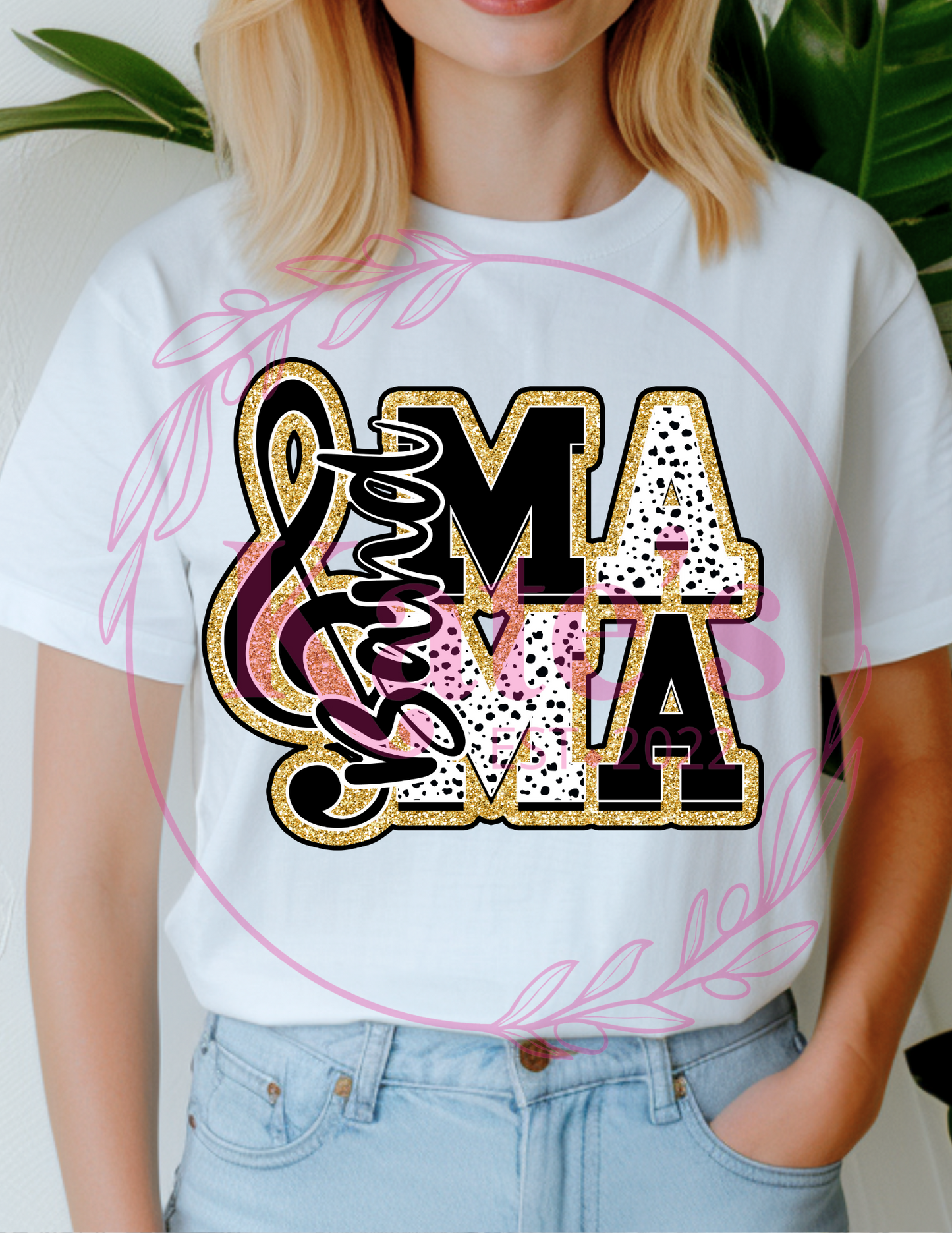 Black and Gold Band Mama T-Shirt