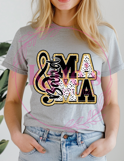 Black and Gold Band Mama T-Shirt