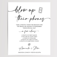 Blow Up Their Phones Printed Wedding Signs