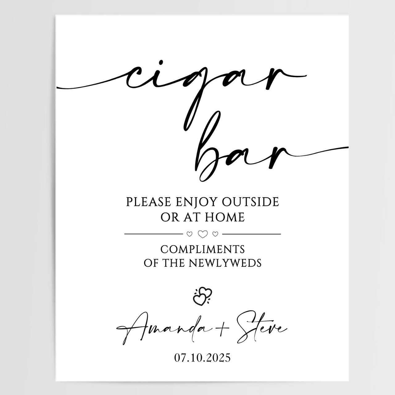 Cigar Bar Printed Wedding Signs