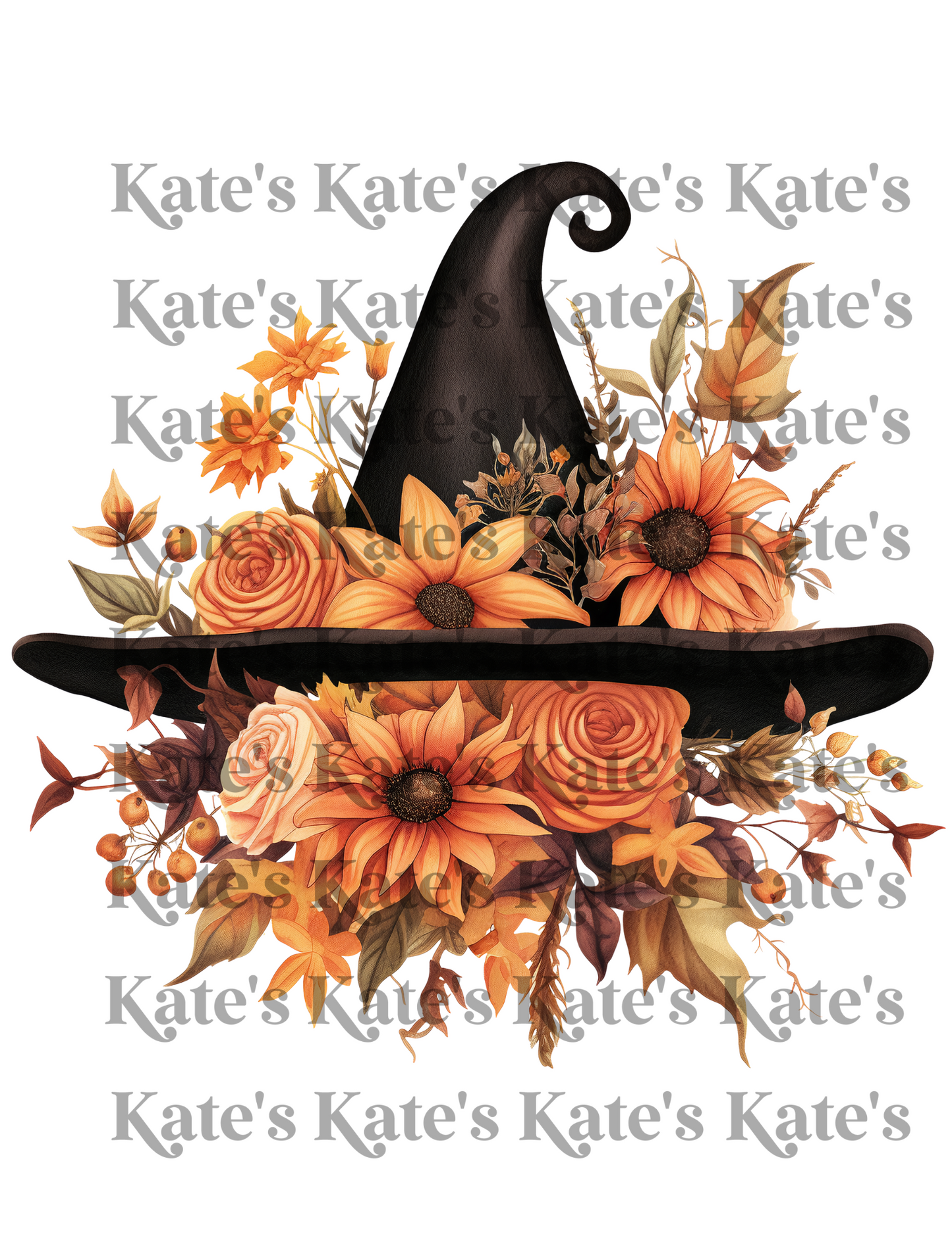 Floral Witch Hat Ready To Press DTF Print