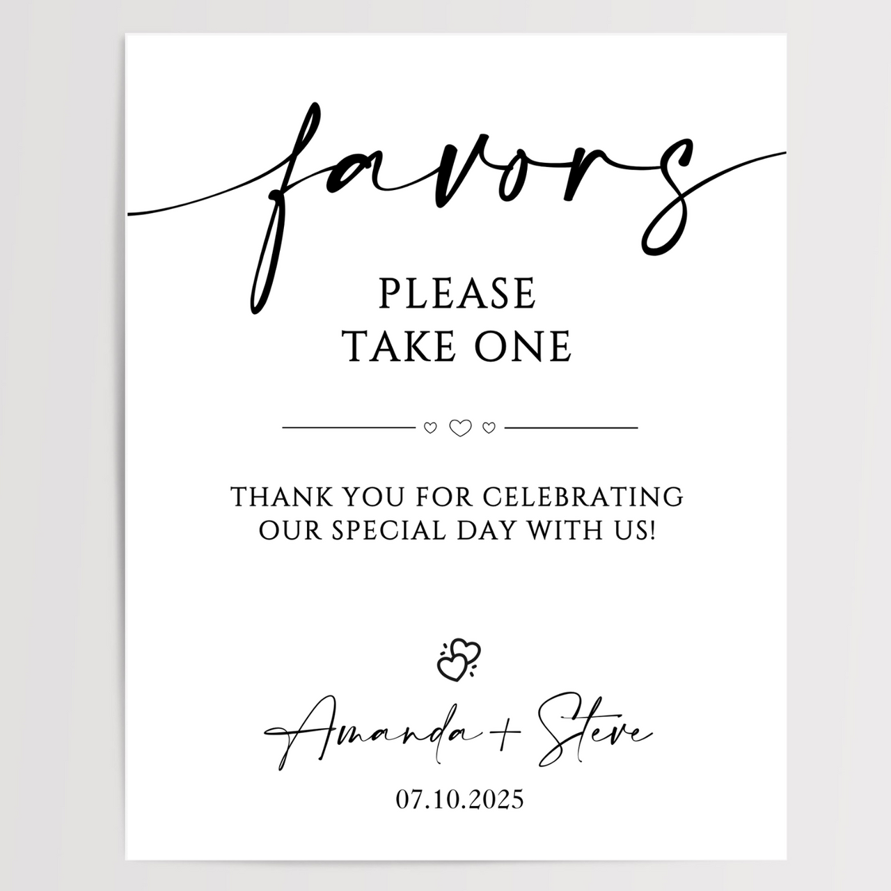 Favors Please Take One Printed Wedding Signs
