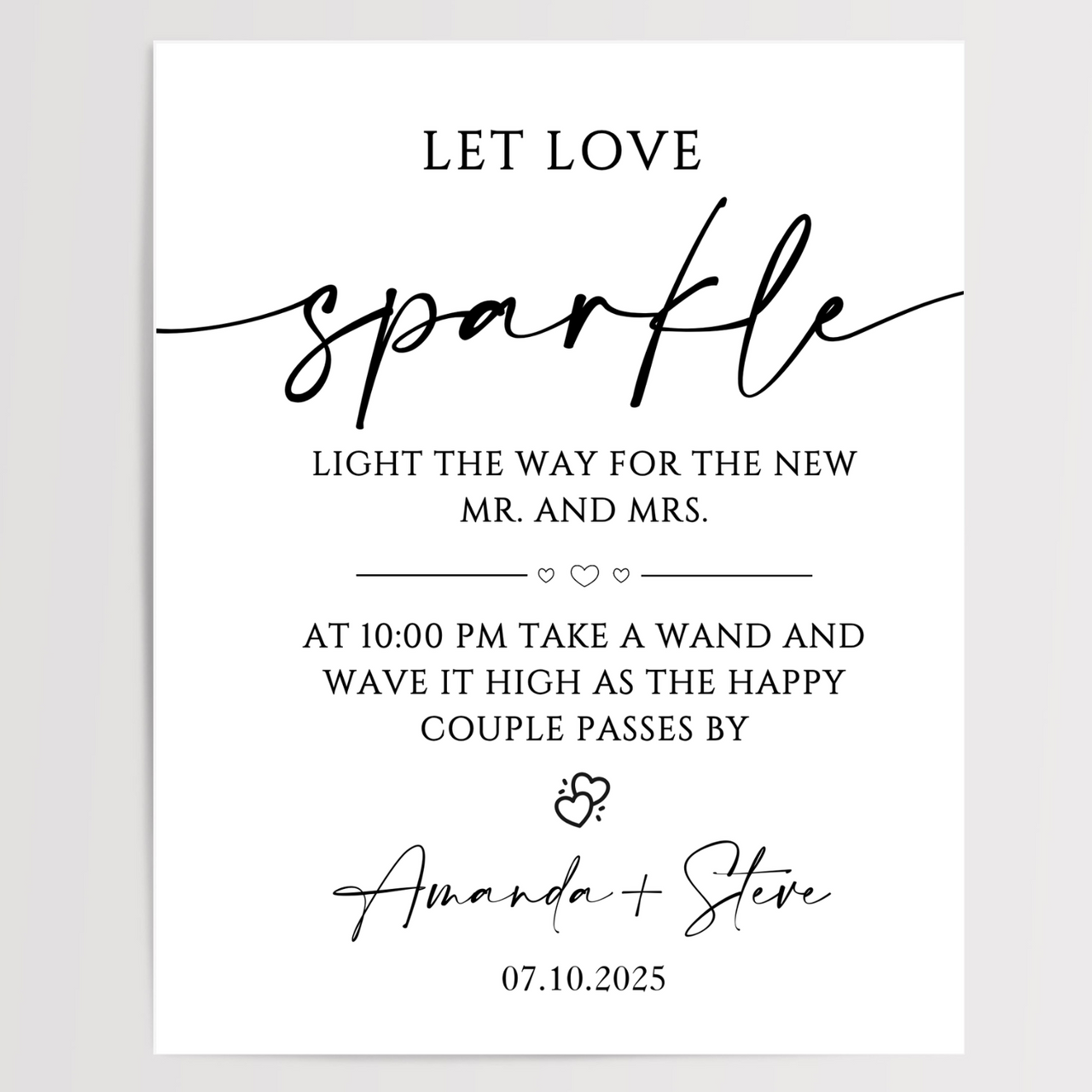 Let Love Sparkle Printed Wedding Signs