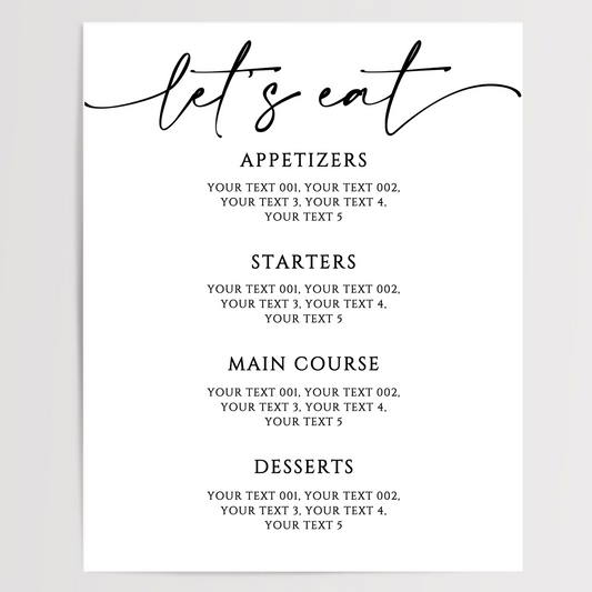 Let's Eat Printed Wedding Signs