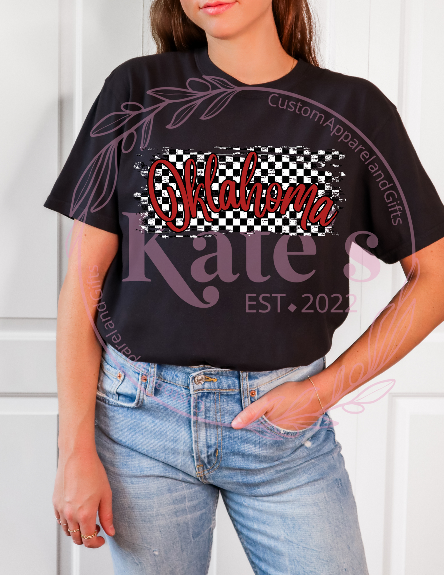 Red Oklahoma Checkered T-Shirt