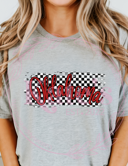 Red Oklahoma Checkered T-Shirt