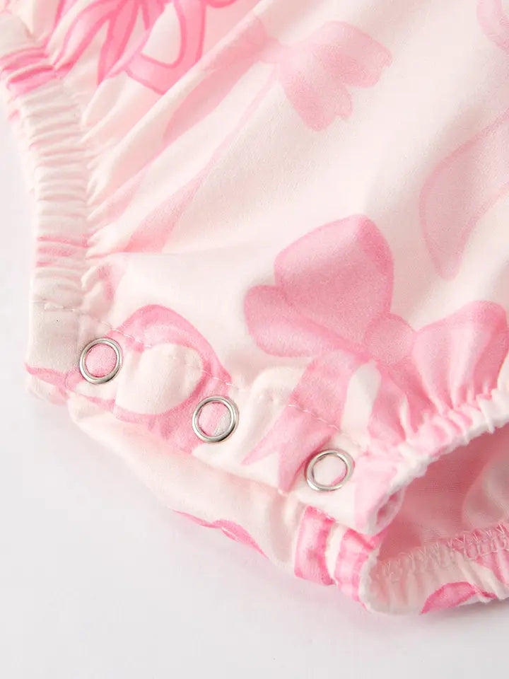 Girls Pink Bow Romper - 4 MOQ