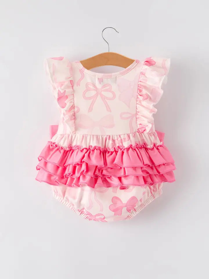 Girls Pink Bow Romper - 4 MOQ