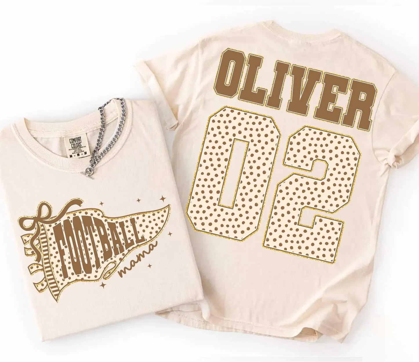 Custom Football Mama Front & Back  T-Shirt