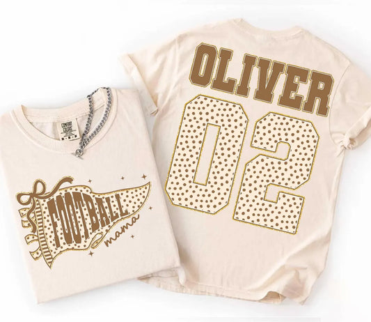 Custom Football Mama Front & Back  T-Shirt