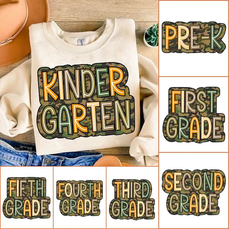 Camo Grade Level T-Shirt *Back to School Sale*