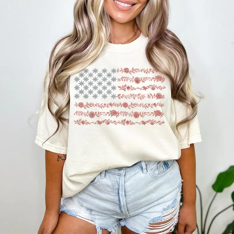 Floral American Flag *4th of July Sale*