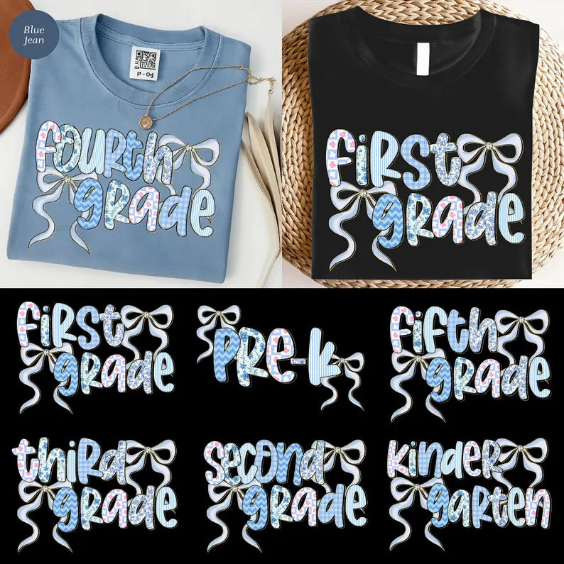 Blue Floral Grade Level T-Shirt *Back to School Sale*