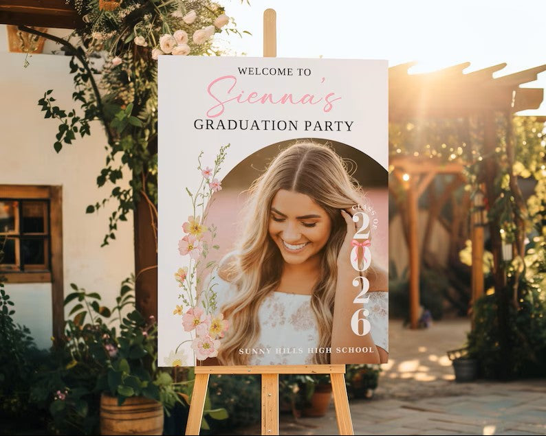 Floral Arch Graduation Party 18"x24" Sign