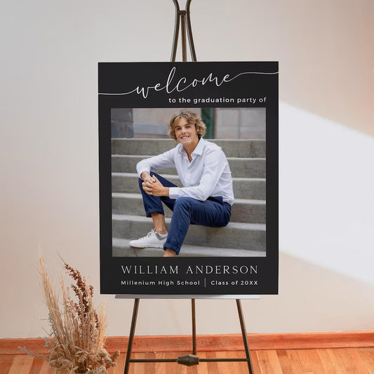 Welcome Black Background 18"x24" Sign