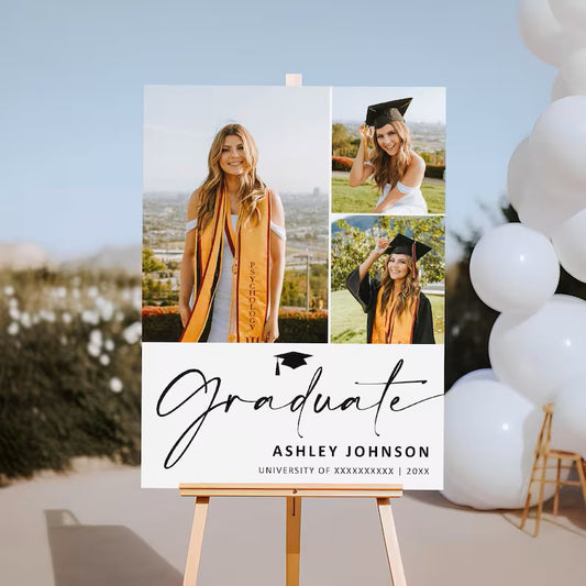 Graduate Three Pictures 18"x24" Sign