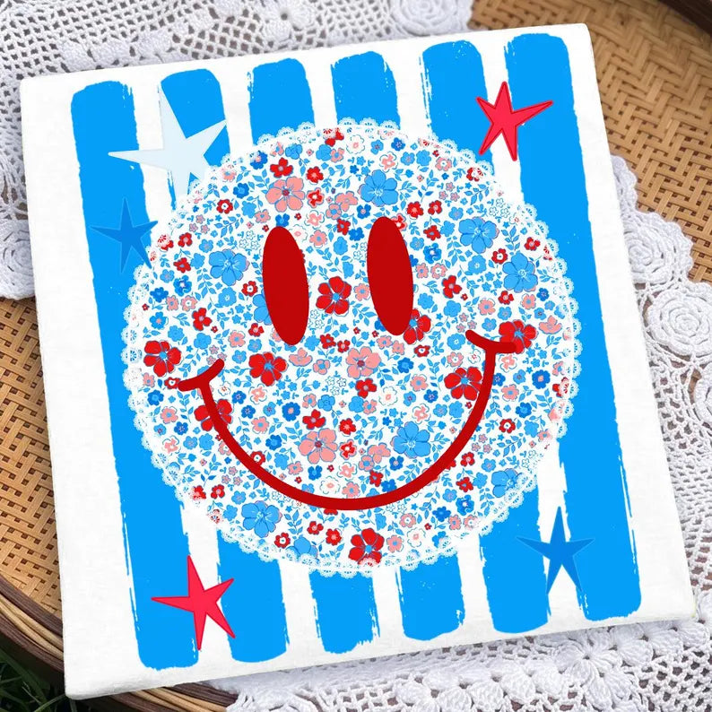 Floral Smiley *4th of July Sale*