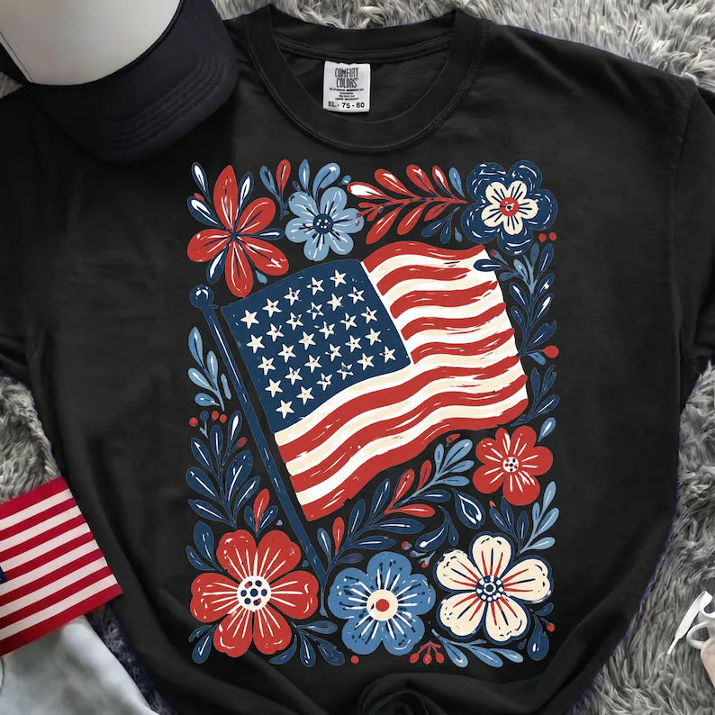 Floral American Flag *4th of July Sale*