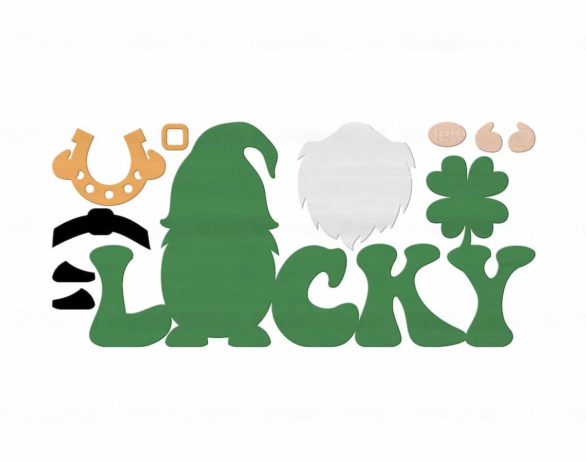 St Patrick's Day Wood Gnome Lucky