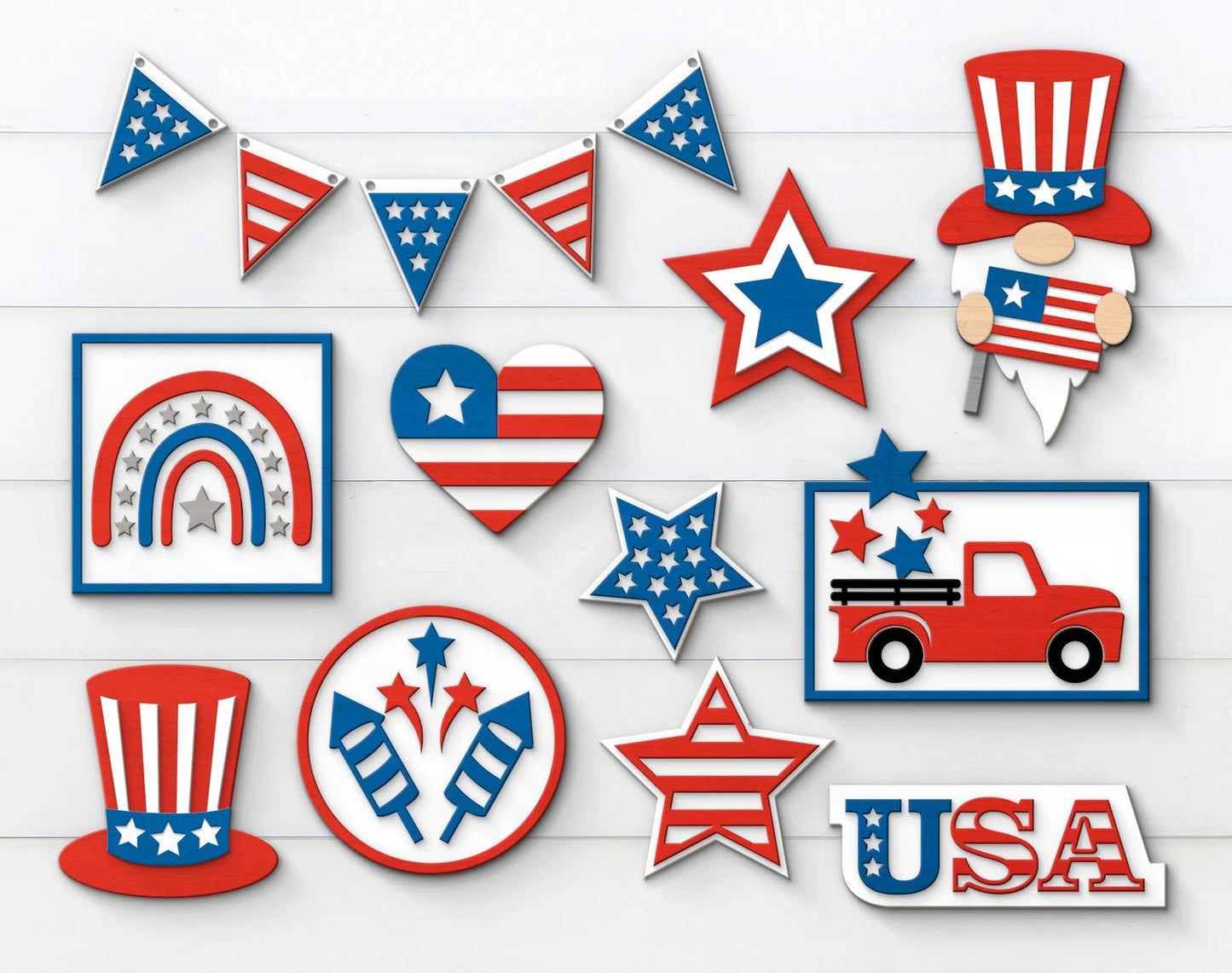 July 4th Wood Tiered Tray DiY Paint Kit