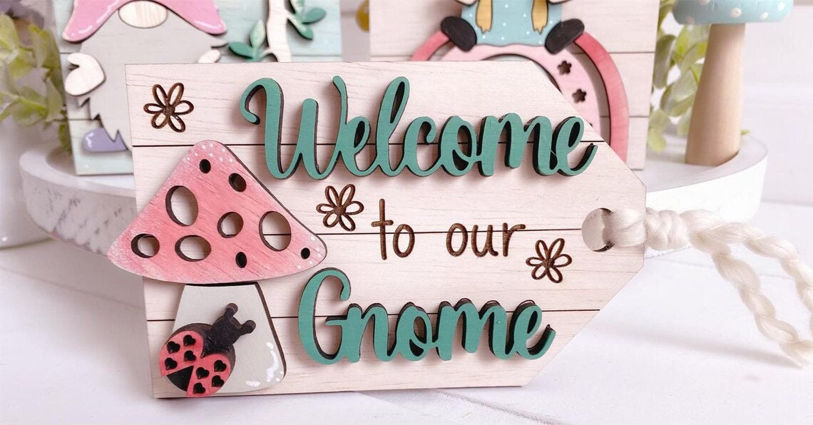Spring Gnome Wood Tiered Tray DiY