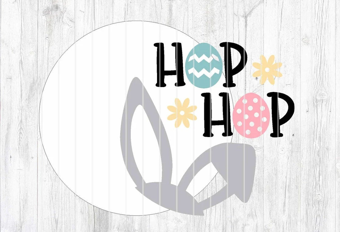 Easter-Hop Hop Bunny Ears Wood Door Hanger DiY