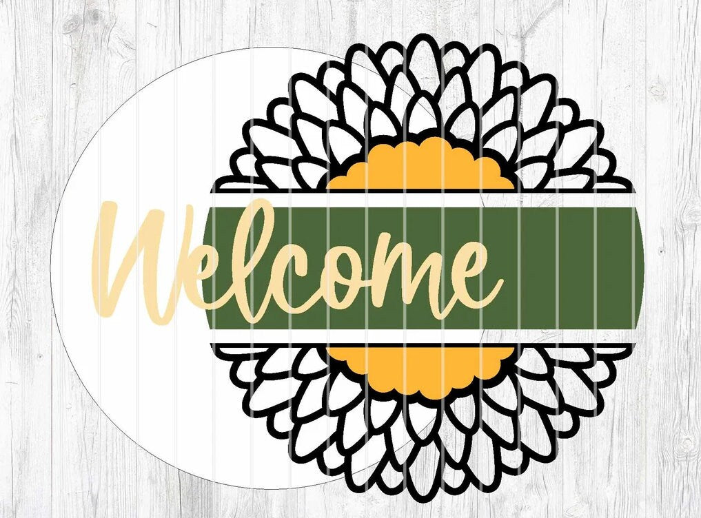 Welcome Round Sunflower Door Hanger DiY