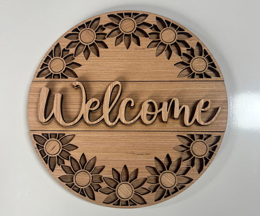 Welcome Round Sunflower Wreath Door Hanger DiY
