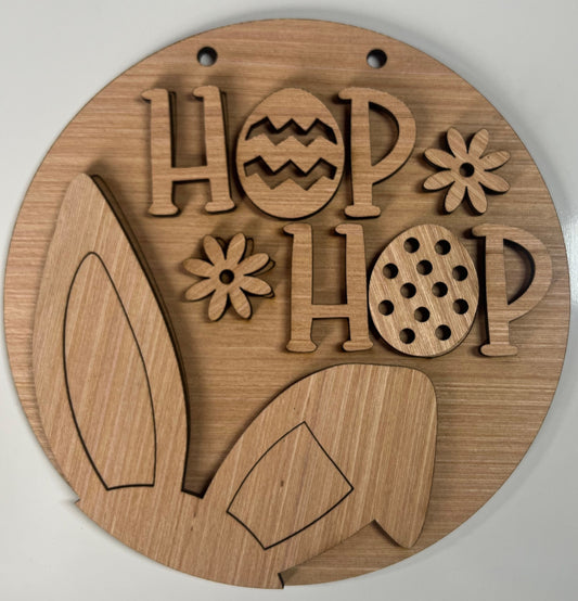 Easter-Hop Hop Bunny Ears Wood Door Hanger DiY