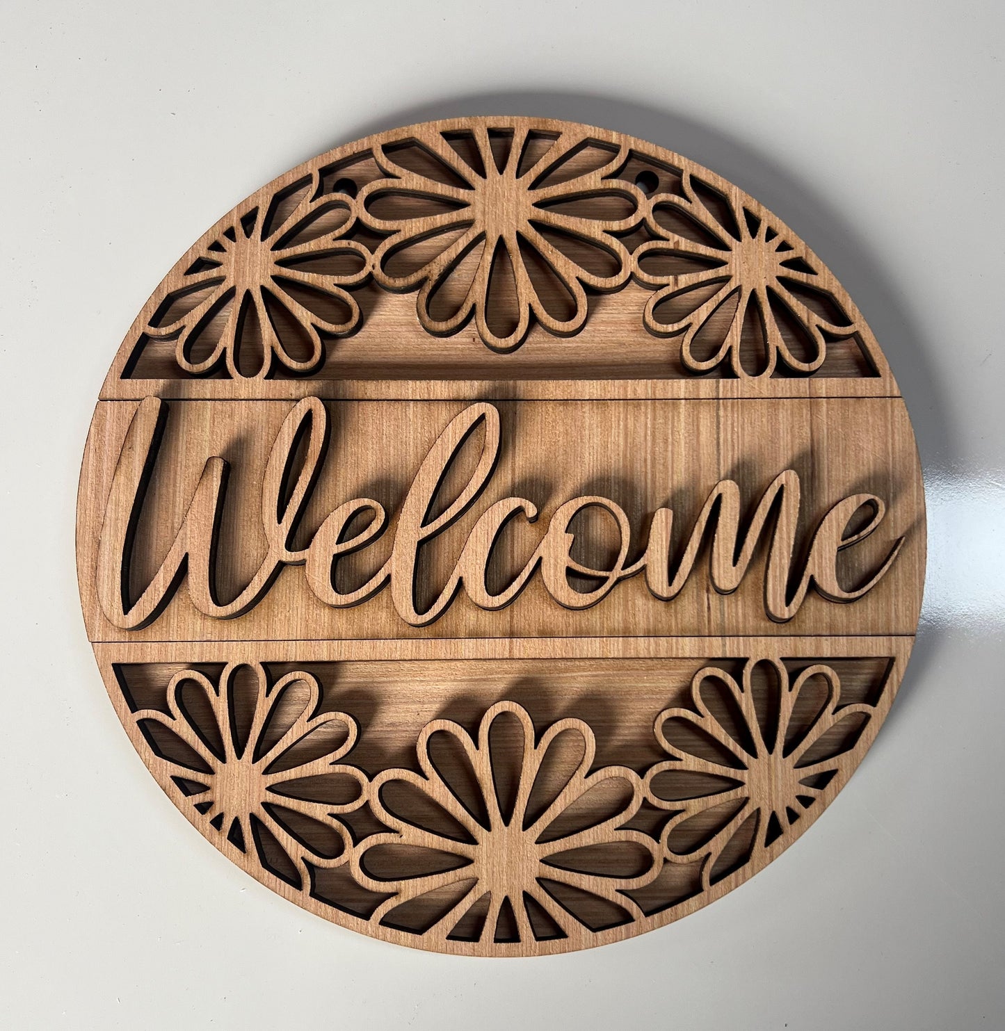 Welcome Daisy Round Door Hanger DiY