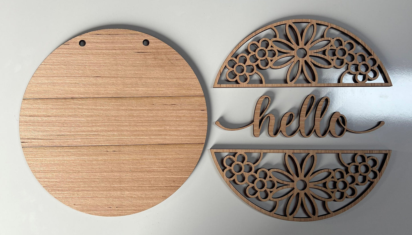 Hello Flower Round Door Hanger DiY