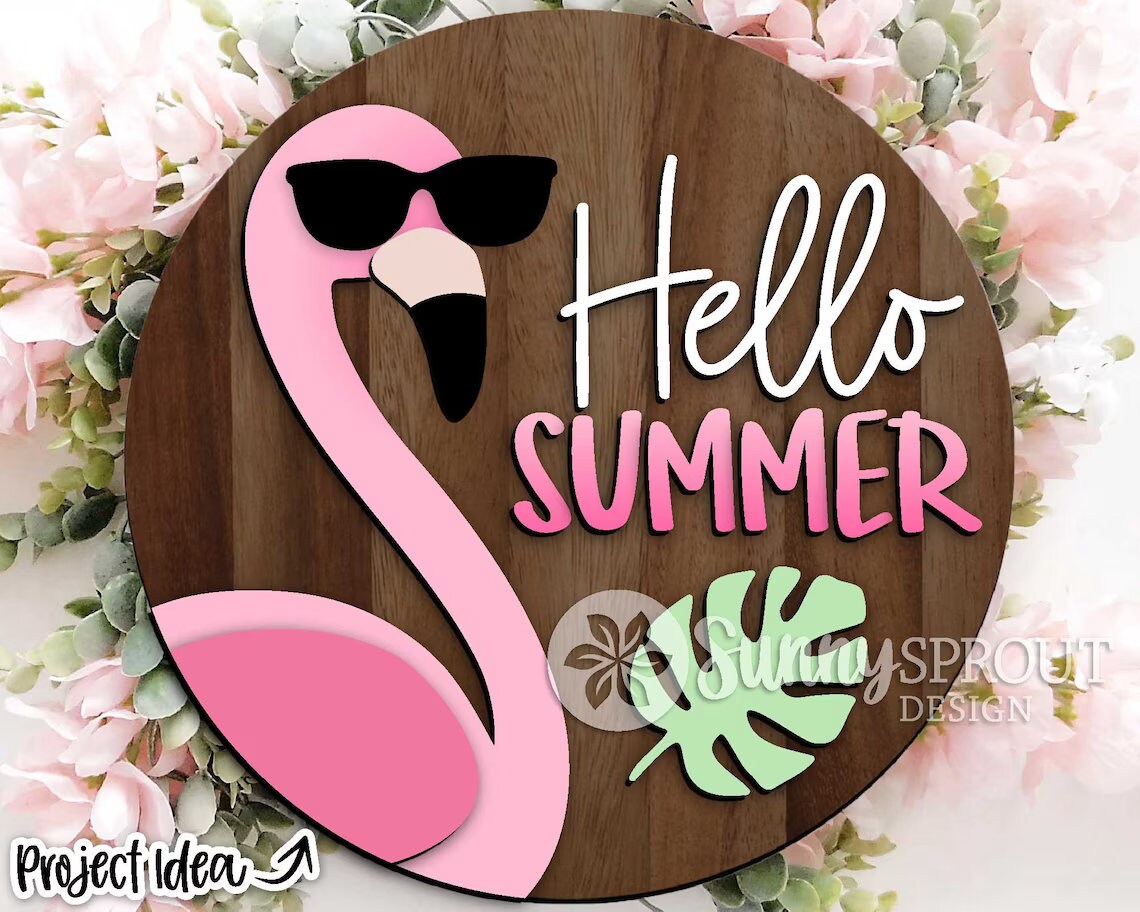 Hello Summer Flamingo Door Hanger DiY
