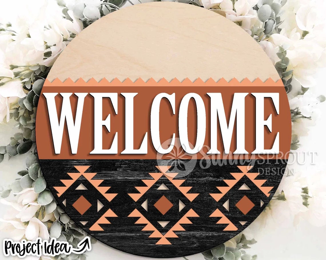 Welcome Southwest Pattern Wood Door Hanger DiY