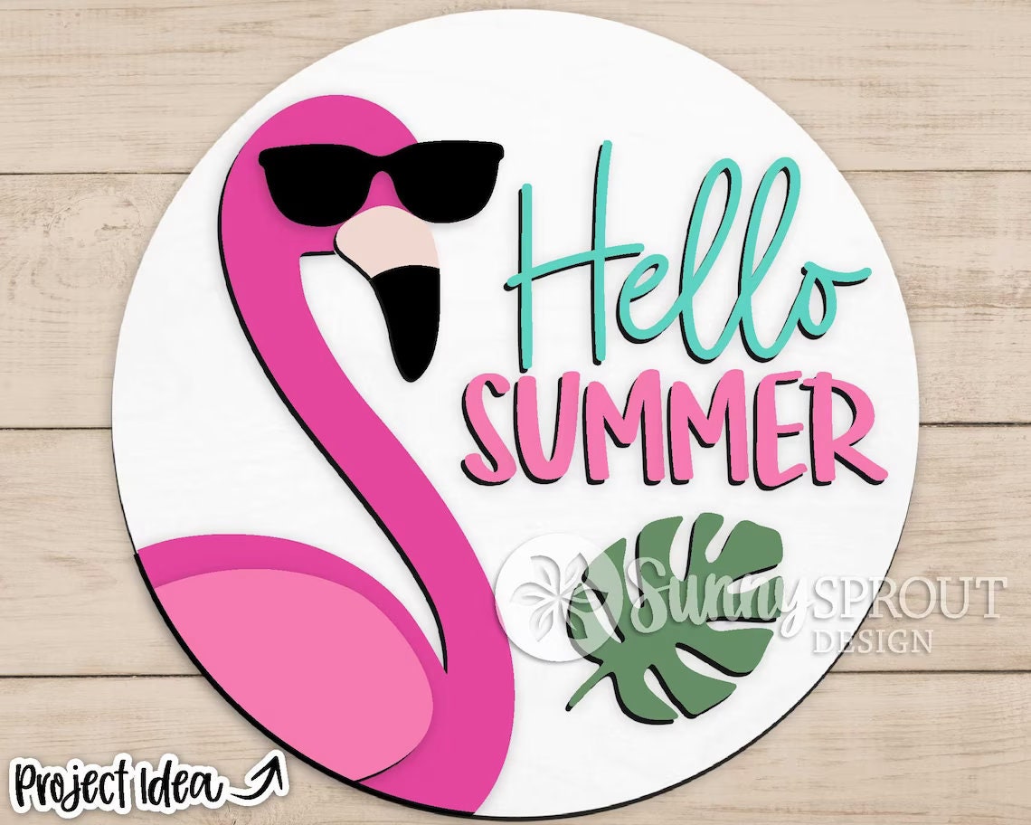 Hello Summer Flamingo Door Hanger DiY