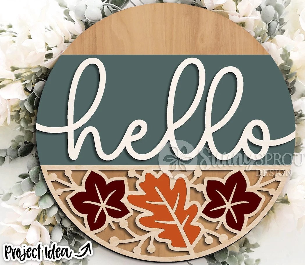 Leaf Pattern Hello Door Hanger DiY