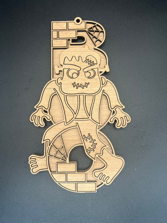 18" BOO Frankenstein Door Hanger DiY
