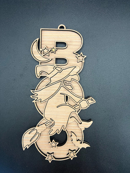 18" BOO Witch Wood Door Hanger Blank