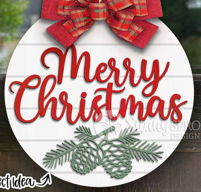 Merry Christmas Pine Branch Door Hanger DiY