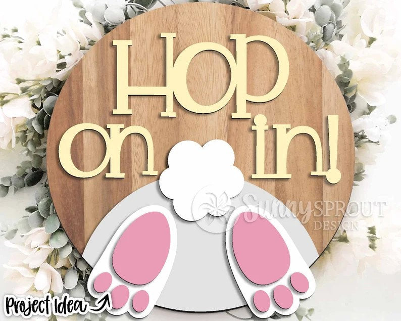 Hop On It Bunny Tail Easter Door Hanger DiY