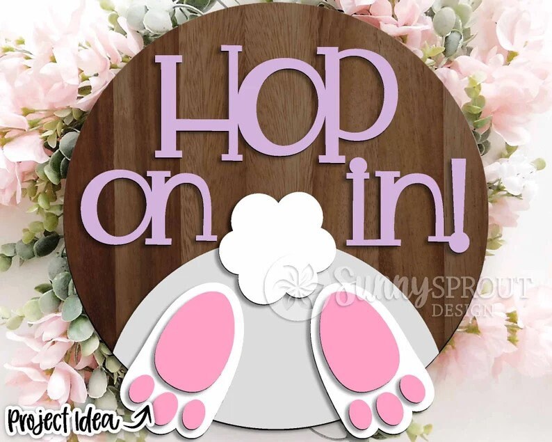 Hop On It Bunny Tail Easter Door Hanger DiY