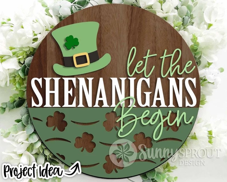 Let Shenanigans Begin St. Patrick's Day Wood Door Sign