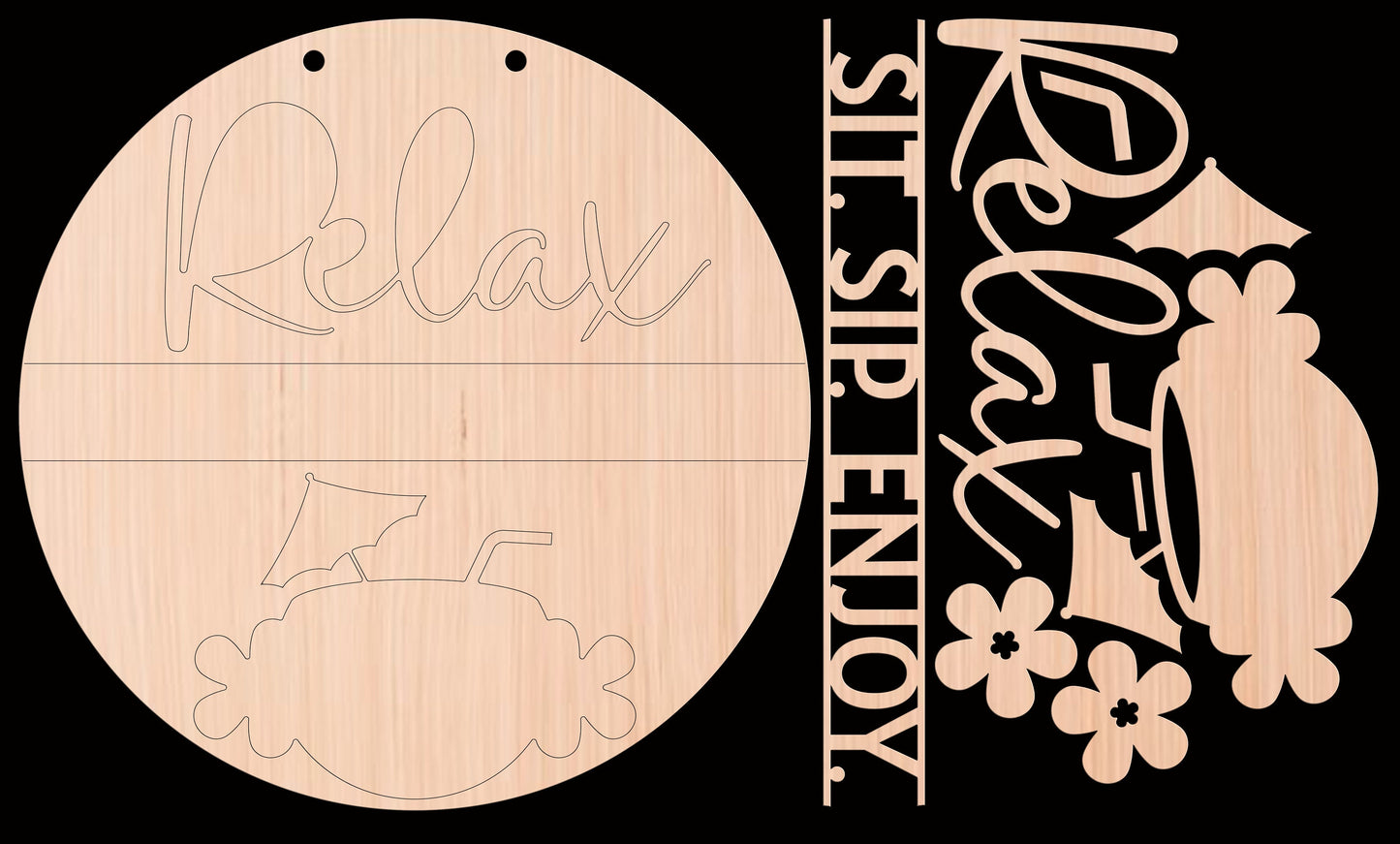 Relax Sit Sip Enjoy Sign Door Hanger DiY