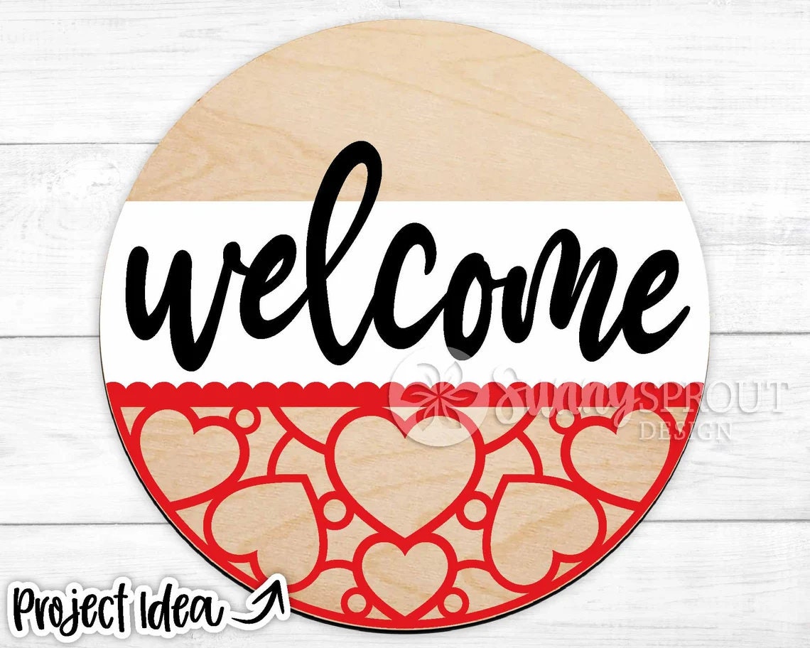 Welcome Heart Pattern Valentines Door Hanger DiY