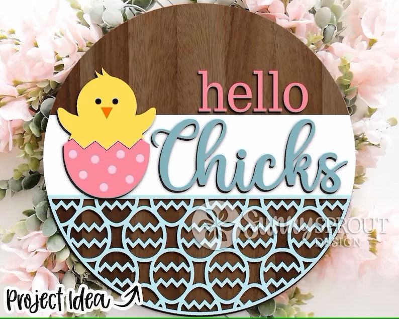 Hello Chicks Easter Wood Door Hanger DiY