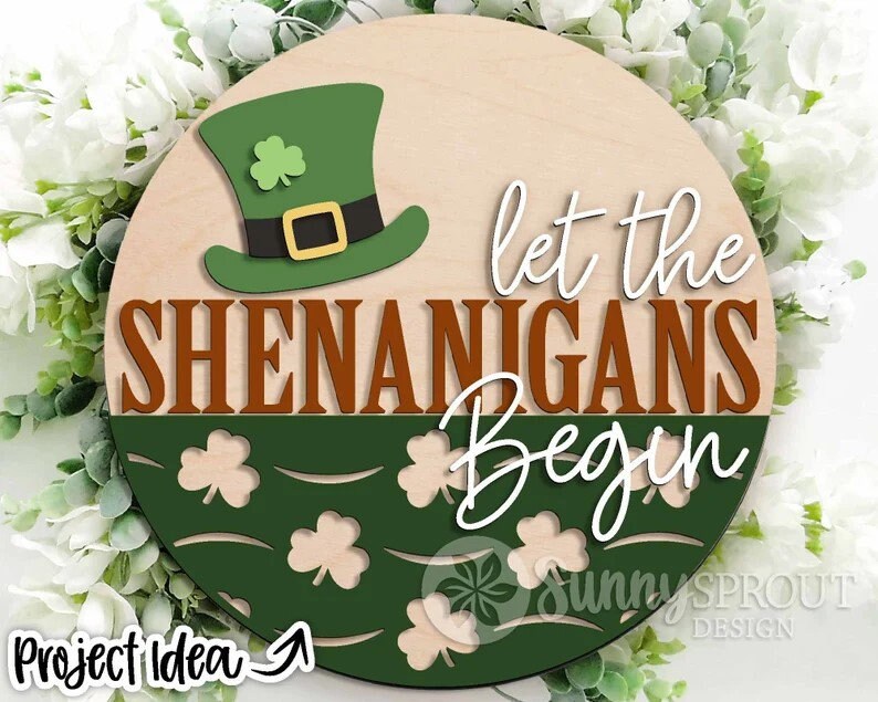 Let Shenanigans Begin St. Patrick's Day Wood Door Sign