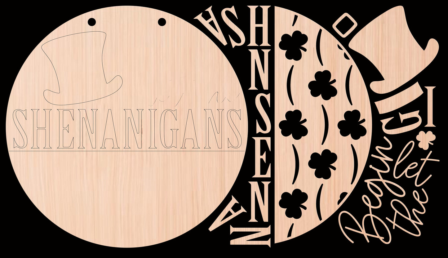Let Shenanigans Begin St. Patrick's Day Wood Door Sign