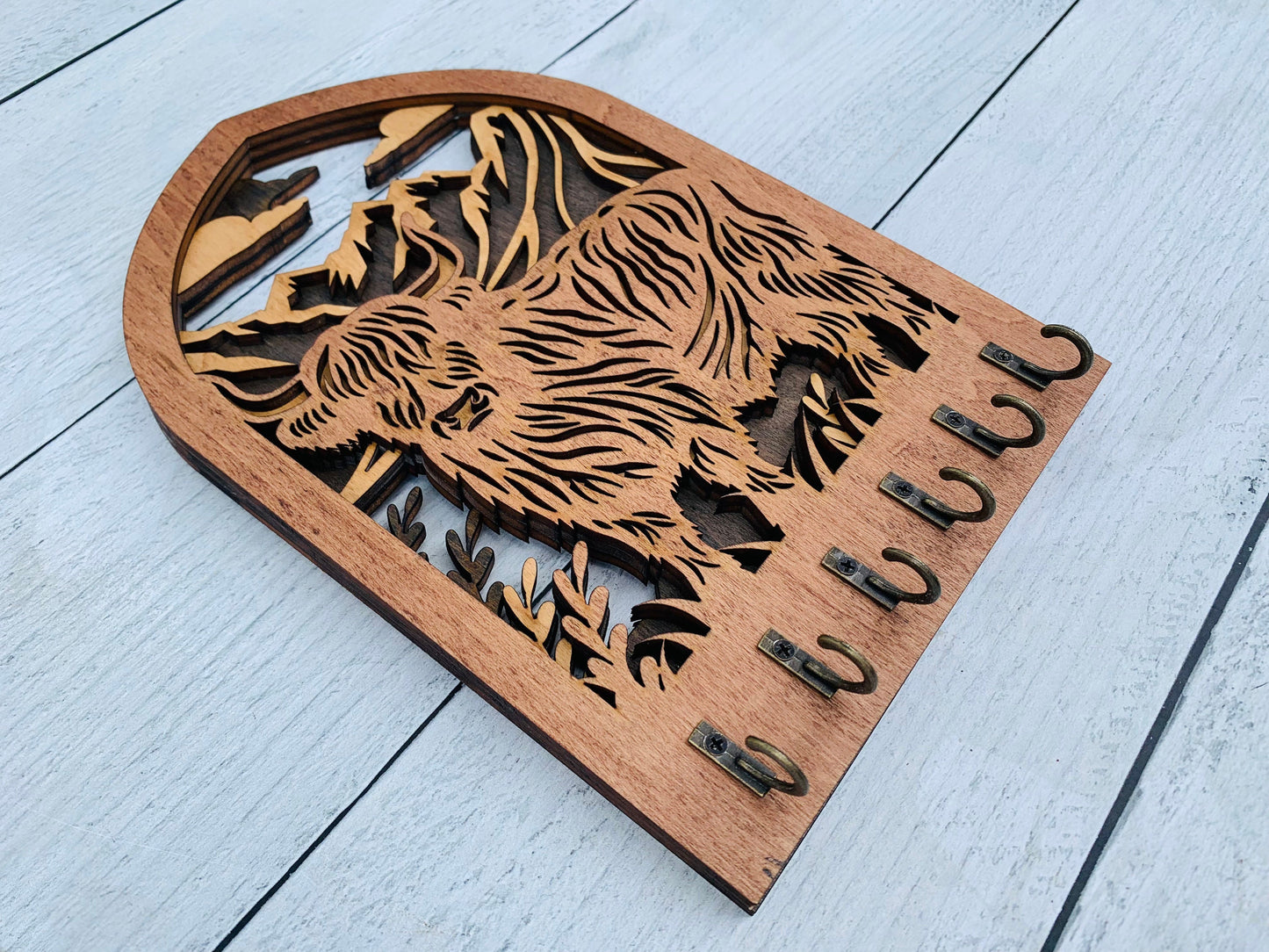 Multilayer Highland Cow Key Holder