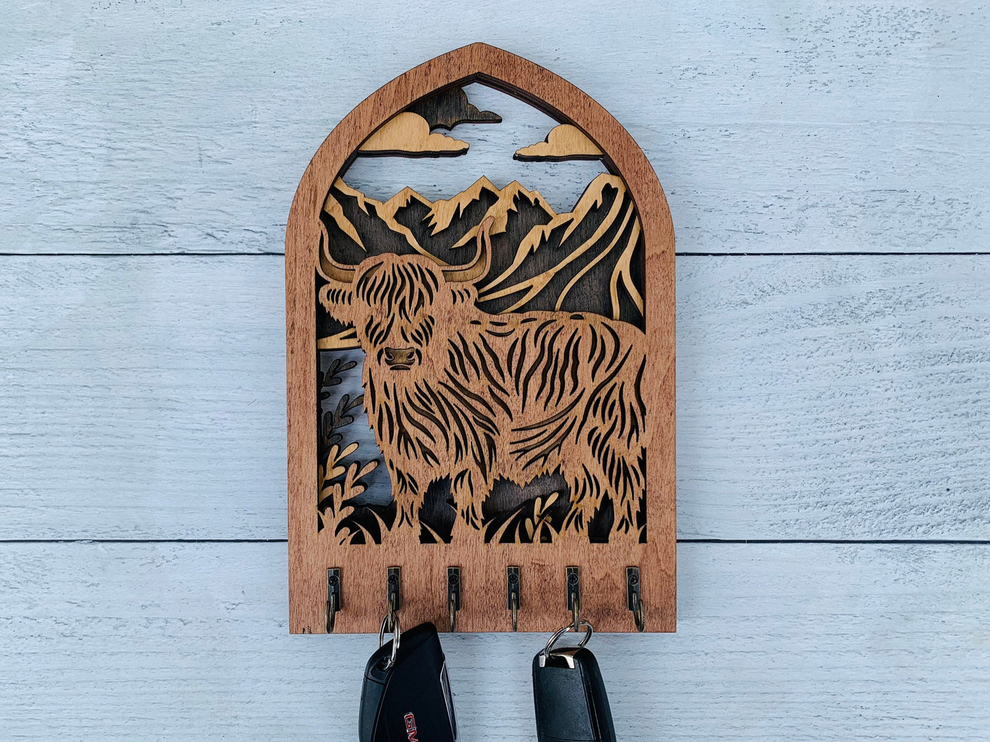 Multilayer Highland Cow Key Holder